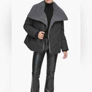 Andrew Marc Black Teddy Jacket with Gray Collar